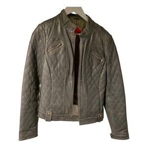 Women’s Elements by Vakko Grey Lamb Leather Jacket